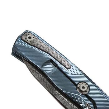 ROKDD.BL Lionsteel Damascus folding knife "ROK" Titanium blue