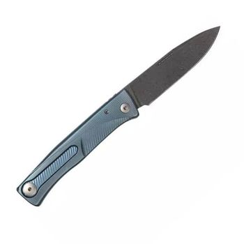 TLD.BL Lionsteel Thrill Titanium folding knife Damascus blue