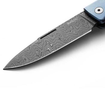 TLD.BL Lionsteel Thrill Titanium folding knife Damascus blue