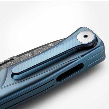 TLD.BL Lionsteel Thrill Titanium folding knife Damascus blue