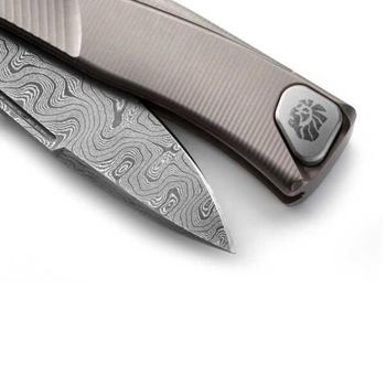 TLD.GY Lionsteel Thrill Titanium Damascus grey folding knife