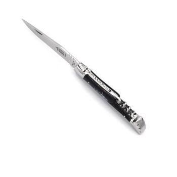 6832 Laguiole folding knife G. David 2 pieces black horn stainless steel bolster