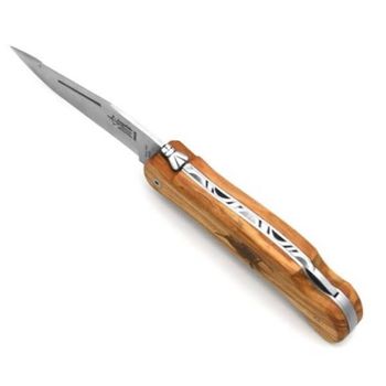 704.B Laguiole hunting folding knife "Grande Nature" by G. David olive wood with woodcock motif