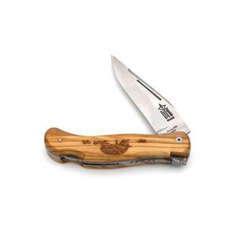 704.S Laguiole hunting folding knife "Grande Nature" by G. David olive wood with wild boar motif