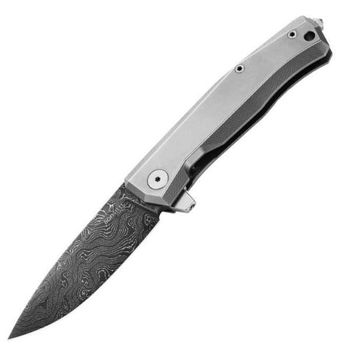 MT01D.GY Lionsteel Klappmesser "Myto" Titanium grau Damast
