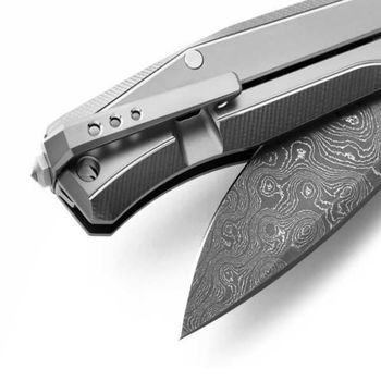 MT01D.GY Lionsteel Klappmesser "Myto" Titanium grau Damast