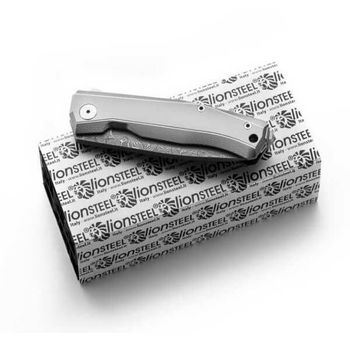 MT01D.GY Lionsteel Klappmesser "Myto" Titanium grau Damast