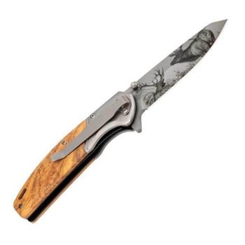 HE.55009 Herbertz Olivier folding knife with deer decoration