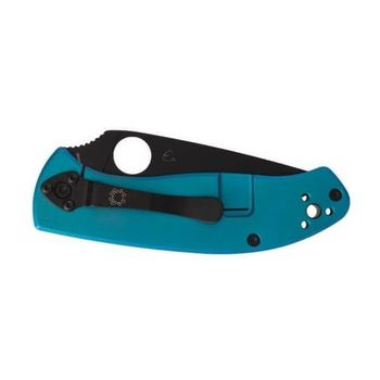 C122TIBLBKP - Spyderco folding knife Tenacious Titanium blue black blade