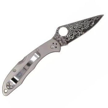 SPY C11TIPD Spyderco Delica 4 Titanium Damascus pocket knife