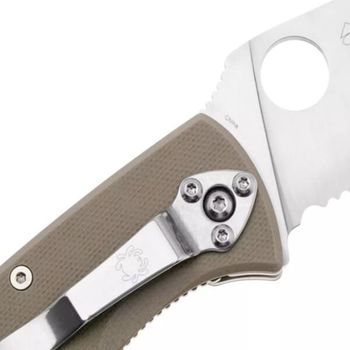 C122GBNM4PS-Spyderco ‘Tenacious’ G10 brown semi-serrated folding knife