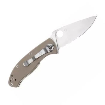 C122GBNM4PS-Spyderco ‘Tenacious’ G10 brown semi-serrated folding knife