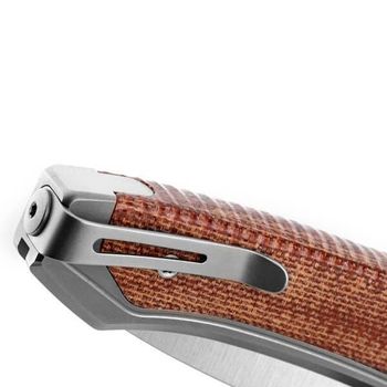 TW.GYCVN Lionsteel Klappmesser „TWAIN“ Titanium grau/micarta natur