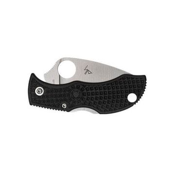 MBKLFS Spyderco ManBug folding knife black Leaf Shape serrated blade