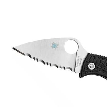MBKLFS Spyderco ManBug folding knife black Leaf Shape serrated blade