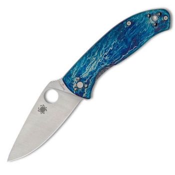 C122TIBLD2P - Spyderco folding knife Tenacious Titanium blue