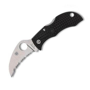 SPY MBKHBS Spyderco ManBug Hawkbill black folding knife with teeth
