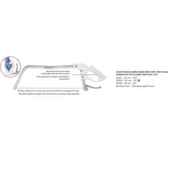 TA13317 Scie de boucher Fischer forme américaine montant inox 45 cm