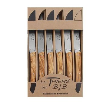 BJB.1023 Coffret 6 couteaux de table BJB "Le Thiers® " olivier
