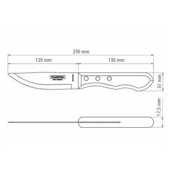 TRA.29810002 6 Tramontina ‘Jumbo’ steak knives 25cm Technobois