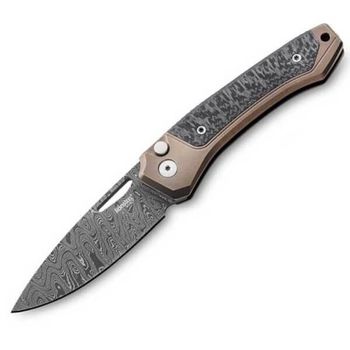 TW.DBR Lionsteel Klappmesser „TWAIN“ Titanium/Kohlefaser Damast
