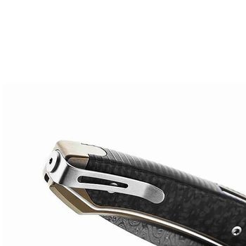 TW.DBR Lionsteel Klappmesser „TWAIN“ Titanium/Kohlefaser Damast