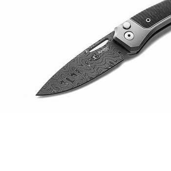 TW.DGY Lionsteel ‘TWAIN’ Folding Knife Titanium grey/Carbon Fibre Damascus