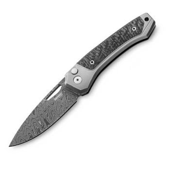 TW.DGY Lionsteel ‘TWAIN’ Folding Knife Titanium grey/Carbon Fibre Damascus
