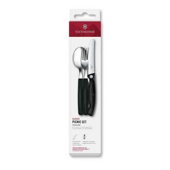 6.7193.3F - 6.7194.3FC1 Victorinox Swissclassic 3-piece folding cutlery set, black or green