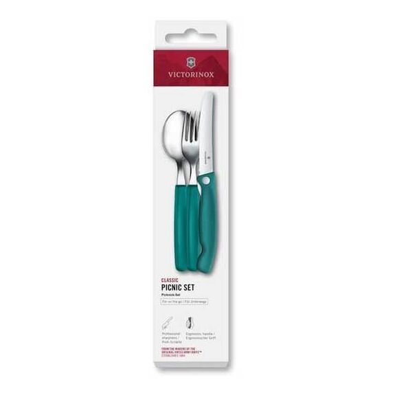 6.7193.3F - 6.7194.3FC1 Victorinox Swissclassic 3-piece folding cutlery set, black or green