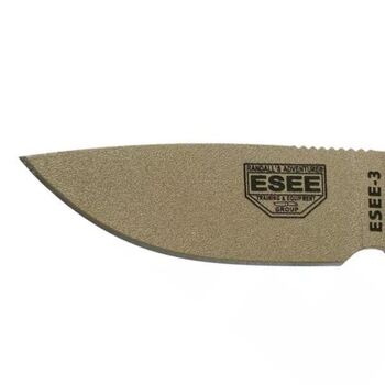 Fixed survival knife ESEE-3 handle coyote/black E3PMDE005