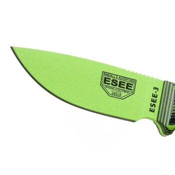 Fixed survival knife ESEE-3 handle green/black E3PMVG007