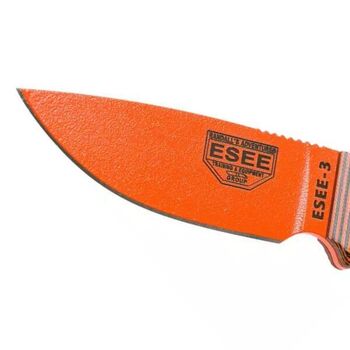 Fixed survival knife ESEE-3 handle orange/black E3PMOR006