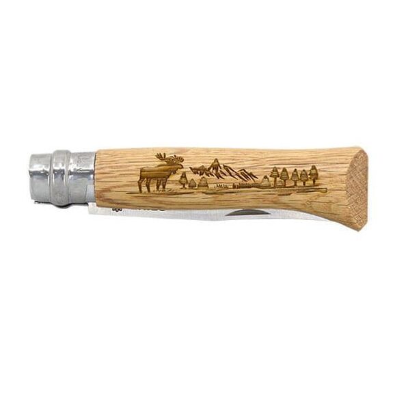 Couteau Opinel N° 8 VRI "Animalia America" Elan manche chêne 11cm