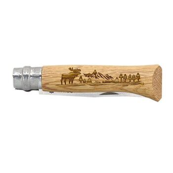 Couteau Opinel N° 8 VRI "Animalia America" Elan manche chêne 11cm