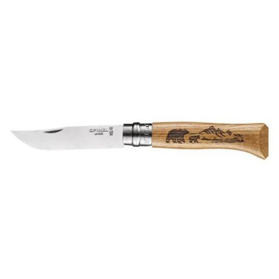 Couteau Opinel N° 8 VRI "Animalia America" Ours manche chêne 11cm