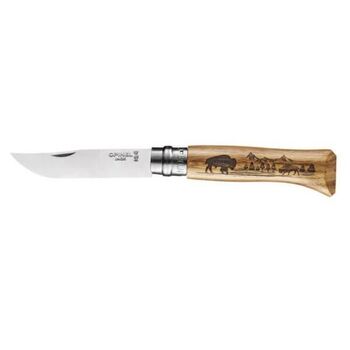 Couteau Opinel N° 8 VRI "Animalia America" Bison manche chêne 11cm