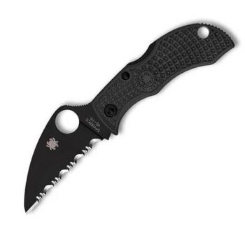 Couteau pliant denté Spyderco ManBug Wharncliffe tout noir MBKWSBK