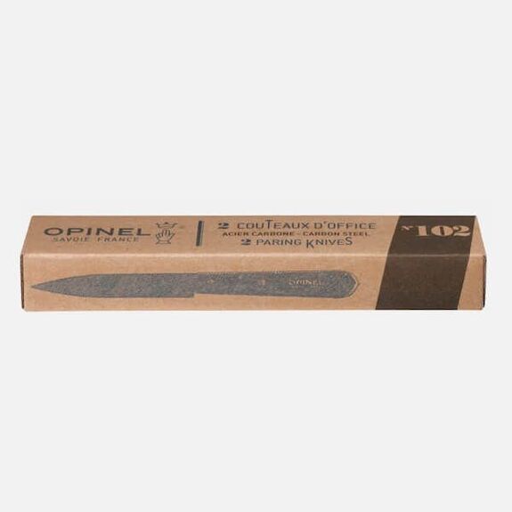 Box of 2 Opinel No. 102 paring knives with carbon steel blades