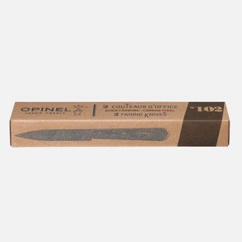 Box of 2 Opinel No. 102 paring knives with carbon steel blades