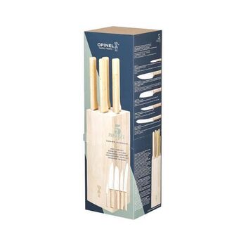 Bloc garni pain 5 couteau Opinel "Parallèle" manche hêtre 24202