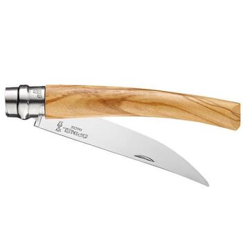 Opinel Nr. 10 Messer mit spiegelpolierter, sich verjüngender Klinge aus Olivenholz 25624