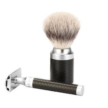 Mühle Rocca 3-teiliges Set aus versilbertem Edelstahl in Schwarz – geschlossener Kamm