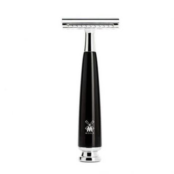 Set 4 pièces Muhle sécurité Rytmo noir, blaireau pur noir et bol