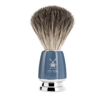 Mühle Rytmo 3-piece shaving set, blue Mach3®, pure black shaving brush
