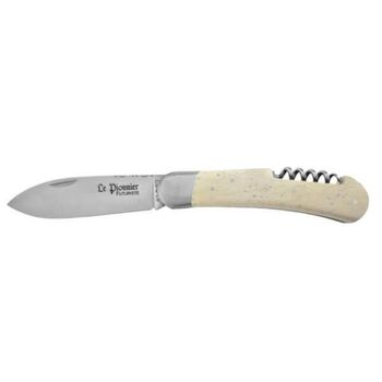 Douris Chastel Le Pionnier Futuriste 2-piece folding knife set, made of bone