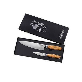 Wusaki Fujiko Damast-Messerset (2-teilig) – Griff aus Olivenholz