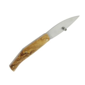 Cudeman folding knife with full olive wood handle, 10 cm