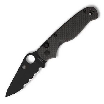 Couteau pliant semi-denté Spyderco "BUTTONUP" noir