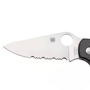 Spyderco "BUTTONUP" G10/Carbon Fiber Partially Serrated Folding Knife